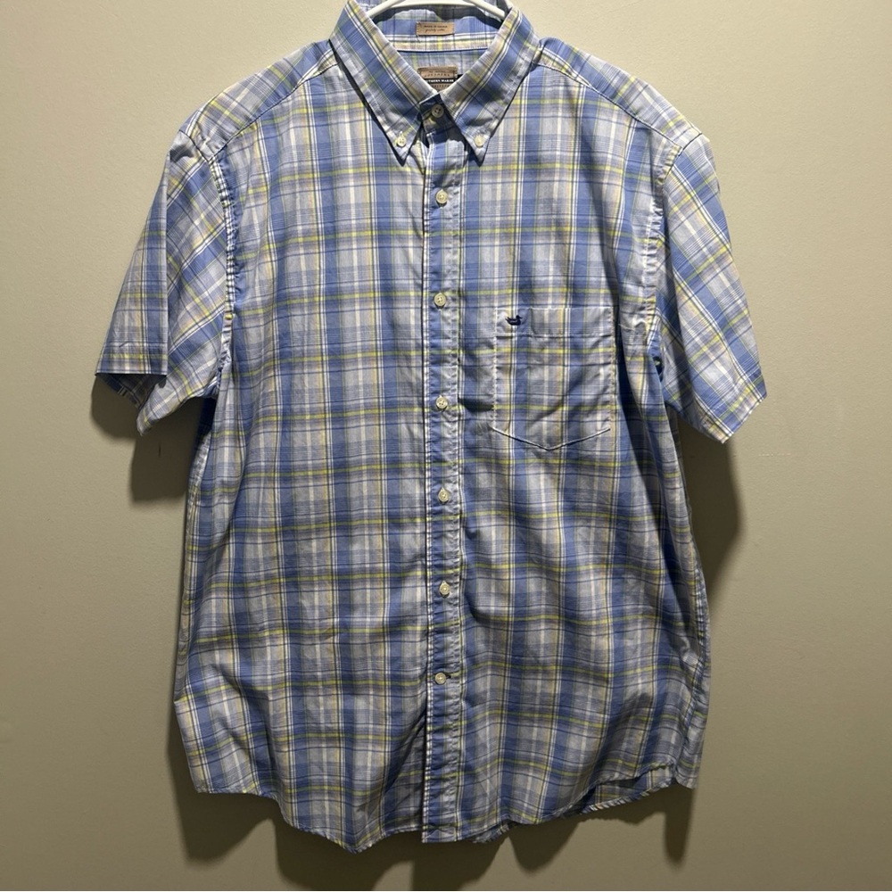 Southern Marsh Blue and Yellow Casual Button Down Shirt